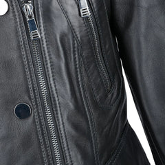 Women's Black Cropped Leather Jacket