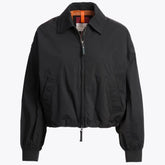 Women's Black Cropped Utility Jacket with Classic Collar