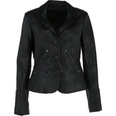 Women's Black Fitted Leather Blazer