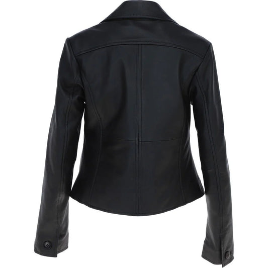 Women's Black Leather Blazer