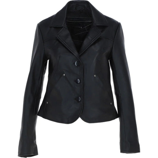 Women's Black Leather Blazer