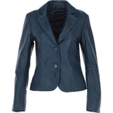 Women's Blue Leather Blazer