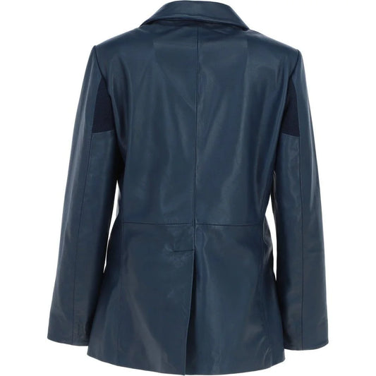 Women's Blue Winter Leather Blazer