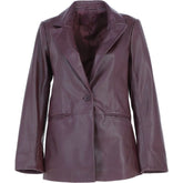 Women's Burgundy Leather Blazer