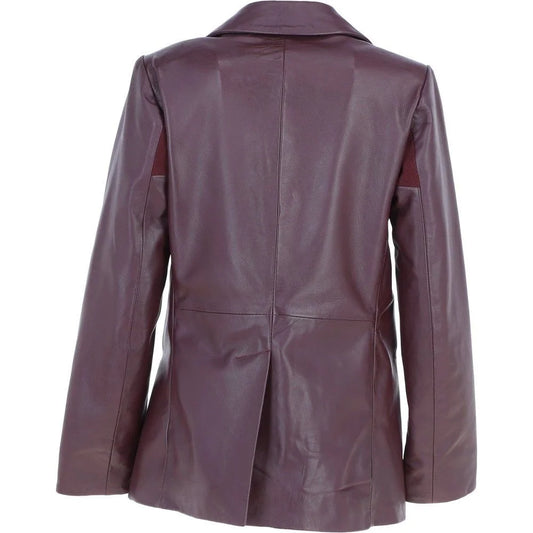 Women's Burgundy Leather Blazer