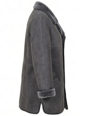 Women's Charcoal Grey Shearling Coat Right