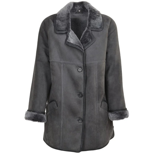 Women's Charcoal Grey Shearling Coat