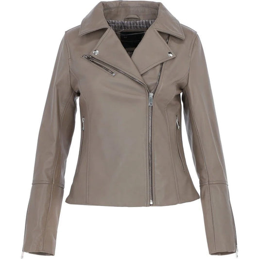 Women's Classic Biscuit Leather Jacket