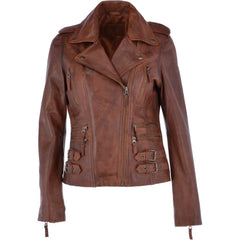Women's Classic Brown Leather Jacket