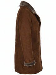 Women's Classic Brown Shearling Winter Coat Right