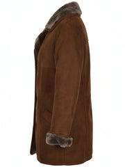 Women's Classic Brown Shearling Winter Coat Left