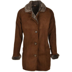 Women's Classic Brown Shearling Winter Coat