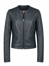 Women's Green Leather Jacket Front