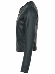 Women's Green Leather Jacket Left