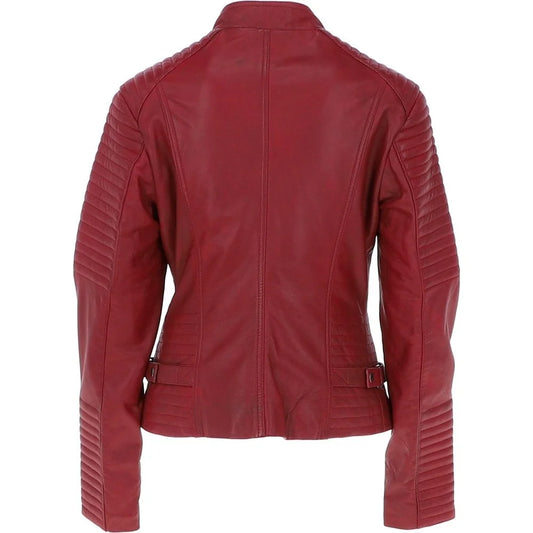 Women's Red Leather Jacket