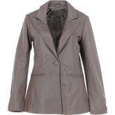 Women's Taupe Leather Blazer