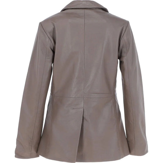 Women's Taupe Leather Blazer