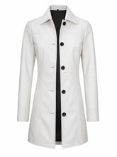 Women's White Leather Trench Coat Front
