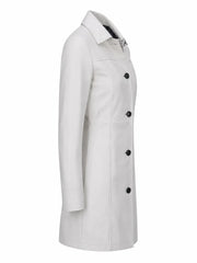 Women's White Leather Trench Coat Right