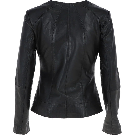 Women's Zipper Black Leather Jacket
