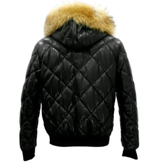 Women’s fur trim luxurious Quilted leather jackets
