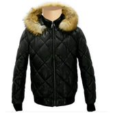 Women’s fur trim luxurious Quilted leather jackets