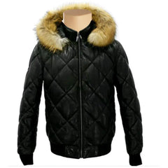 Women’s fur trim luxurious Quilted leather jackets