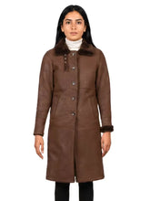 Women's black leather shearling leather jacket, side view