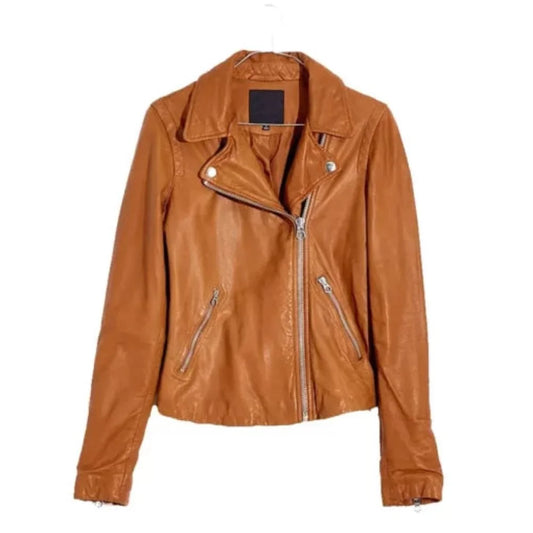 Womens Tan Brown Leather Jacket