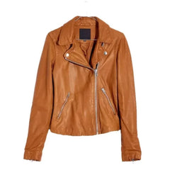 Womens Tan Brown Leather Jacket