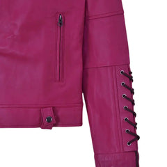 Women’s Pink Real Leather Jacket