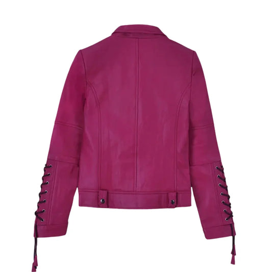 Women’s Pink Real Leather Jacket
