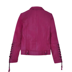 Women’s Pink Real Leather Jacket