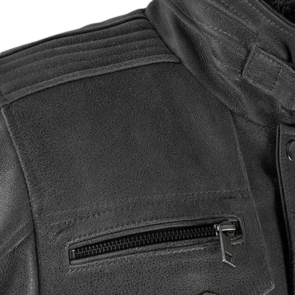Authentic Black Multi-Pocket Leather Jacket