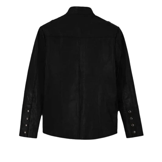 Black Leather Shirt Jacket for Men