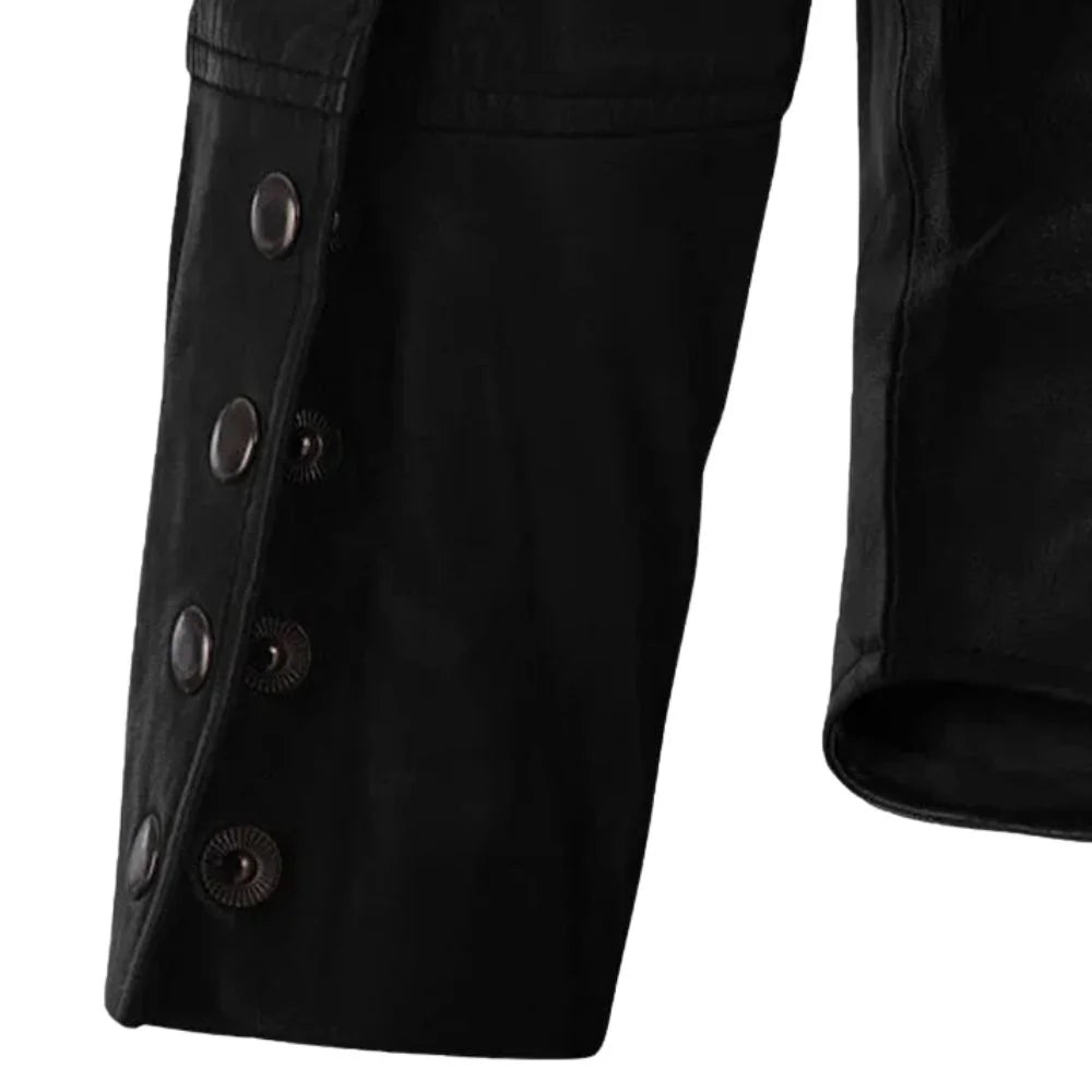 Black Leather Shirt Jacket for Men