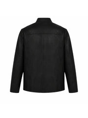 Black Leather Shirt Jacket for Men Back 