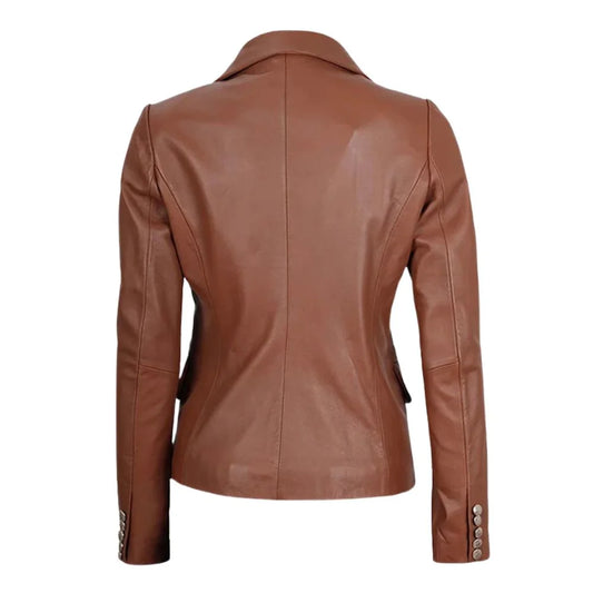 Brown Leather Blazer for Women
