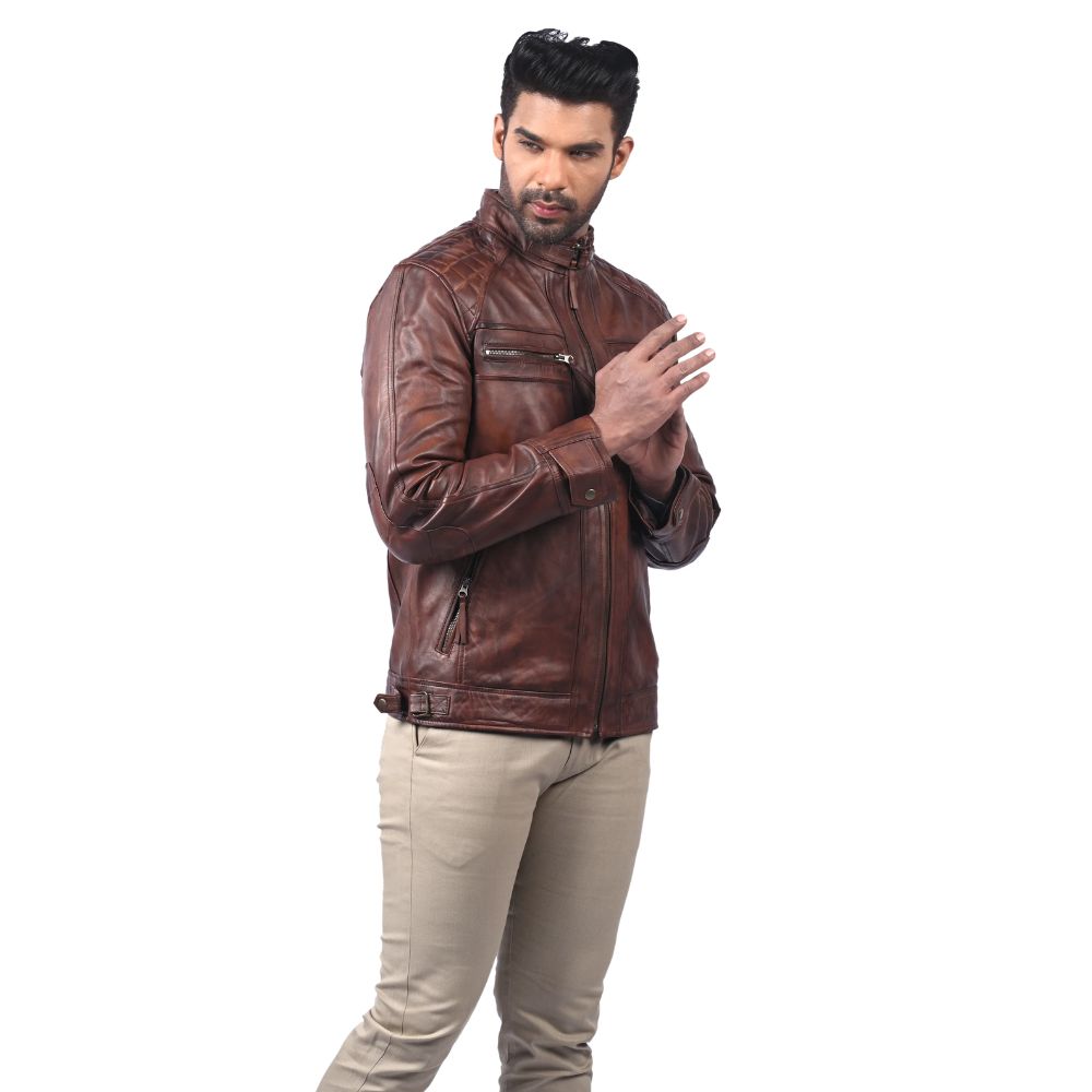 Brown Genuine Motorcycle Leather Jacket