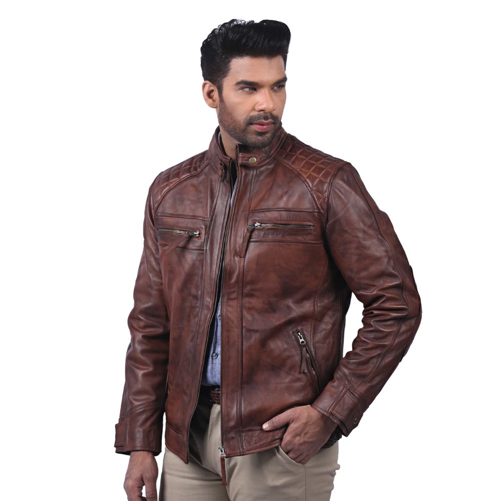 Brown Genuine Motorcycle Leather Jacket