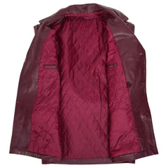 Burgundy Button Up Leather Blazer