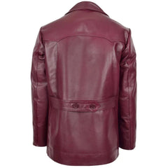 Burgundy Button Up Leather Blazer