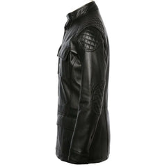 Charlie London Men Biker Long Length Leather Coat