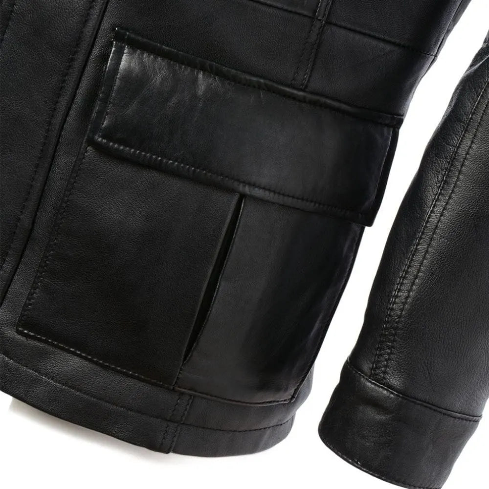 Charlie London Men Biker Long Length Leather Coat