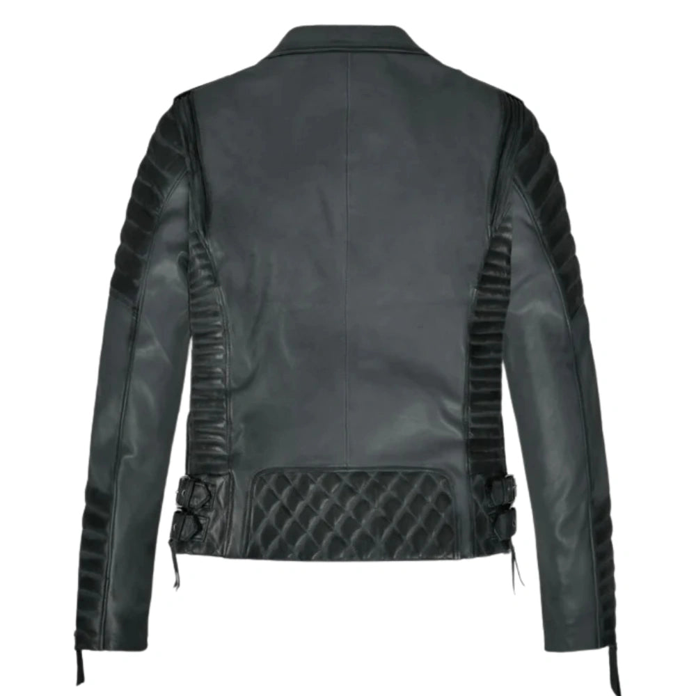 Charlotte Burnt Charcoal Leather Jacket