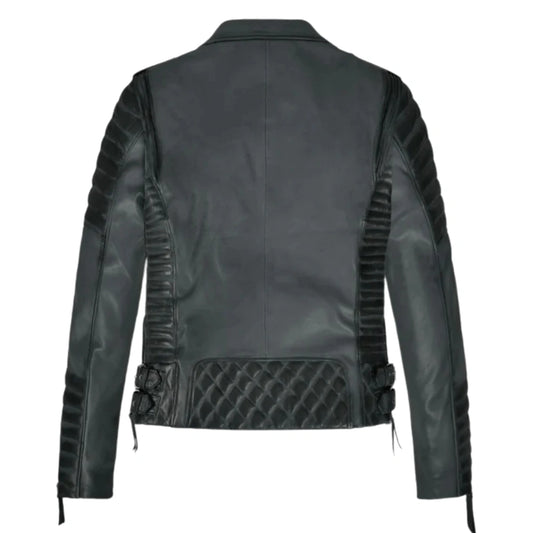 Charlotte Burnt Charcoal Leather Jacket