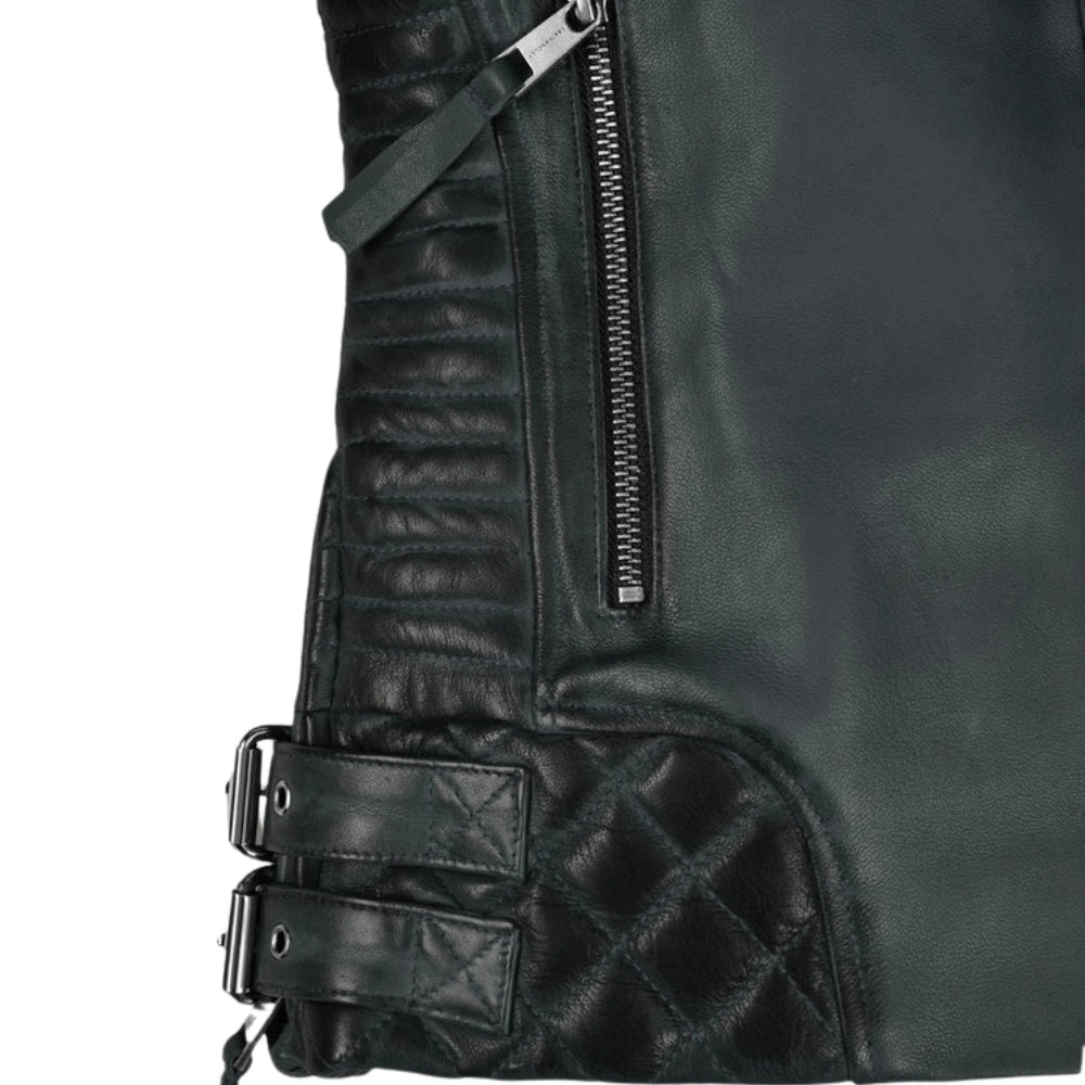 Charlotte Burnt Charcoal Leather Jacket