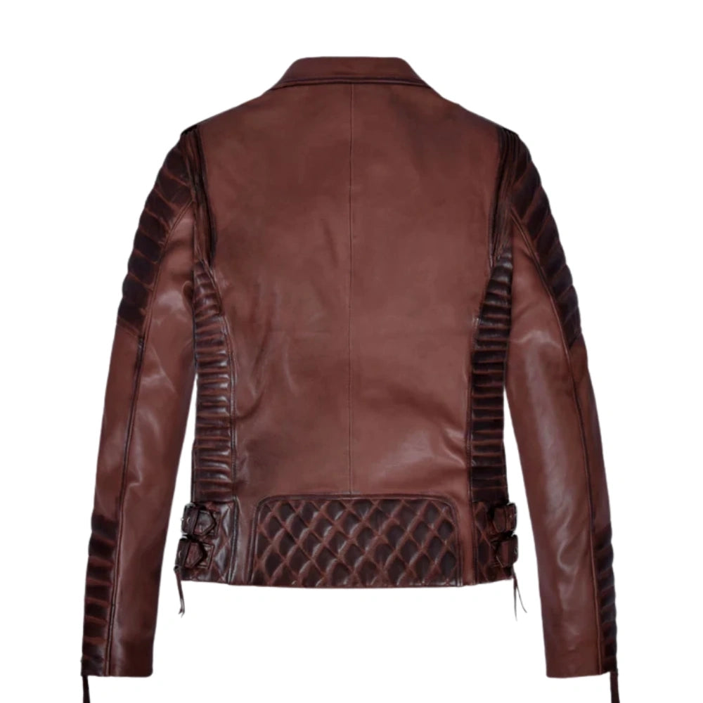 Charlotte Burnt Maroon Leather Jacket