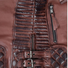 Charlotte Burnt Maroon Leather Jacket