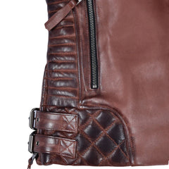 Charlotte Burnt Maroon Leather Jacket